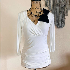 WHBM Contrast Bow Top 3/4 Sleeves